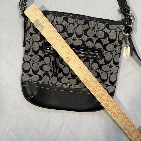 Coach Signature Soft Slim Duffle Shoulder Bag Gray & Black Y2K Crossbody 9362 - Picture 5 of 11